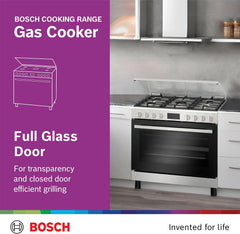 Bosch Free Standing Gas Cooker 90cm, 147L, German Engineering Cooking Range HGW3ASQ50M