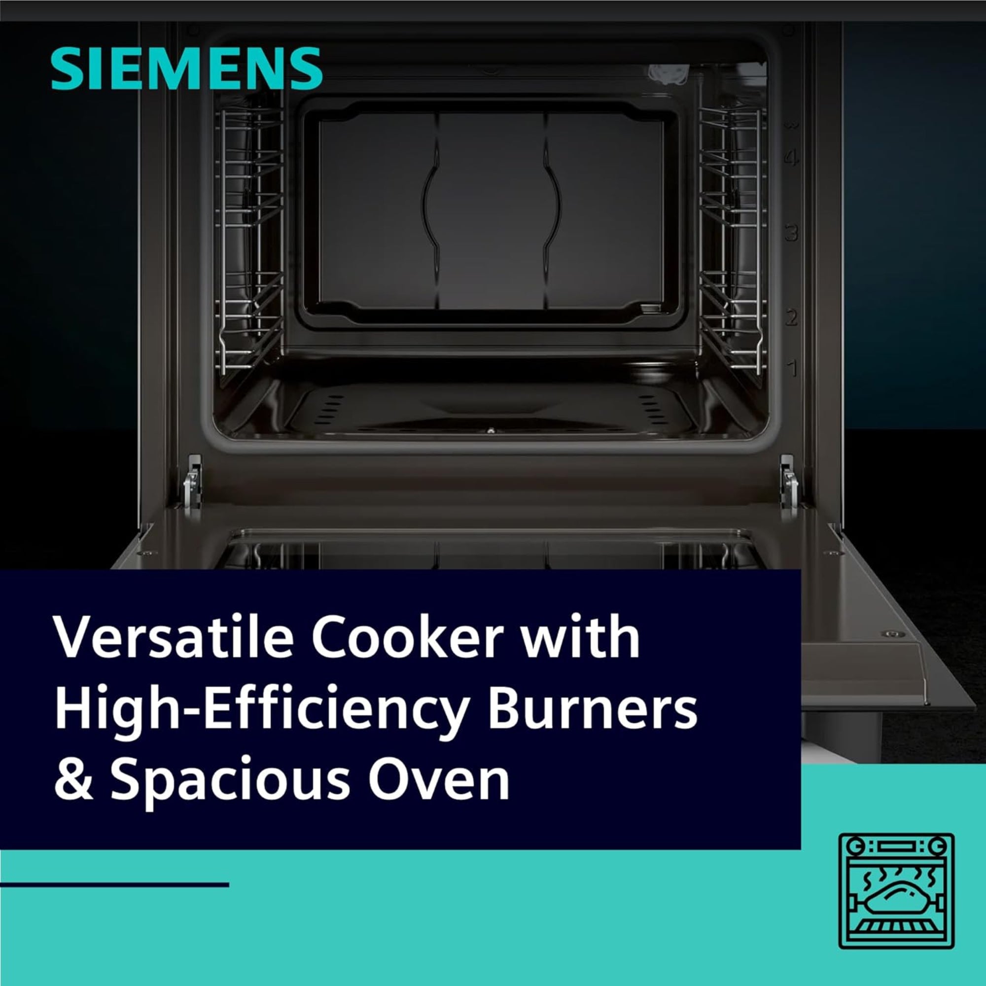 Siemens Free Standing Gas Cooker 60cm – 71L Oven 4 Burners Full Safety HG2L10B51M