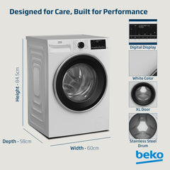Beko 9 kg Front Load Washing Machine – 1400 RPM ProSmart Inverter SteamTherapy 15 Programs WTV9314XW