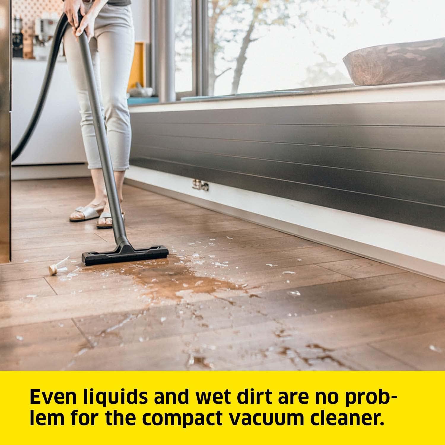 Karcher WD 2 Plus Wet and Dry Vacuum Cleaner with Blower Function, 1000W Power, 12L Impact-Resistant Container, 1.8m Suction Hose, for Home, Garage, Workshop & Car Cleaning, Yellow