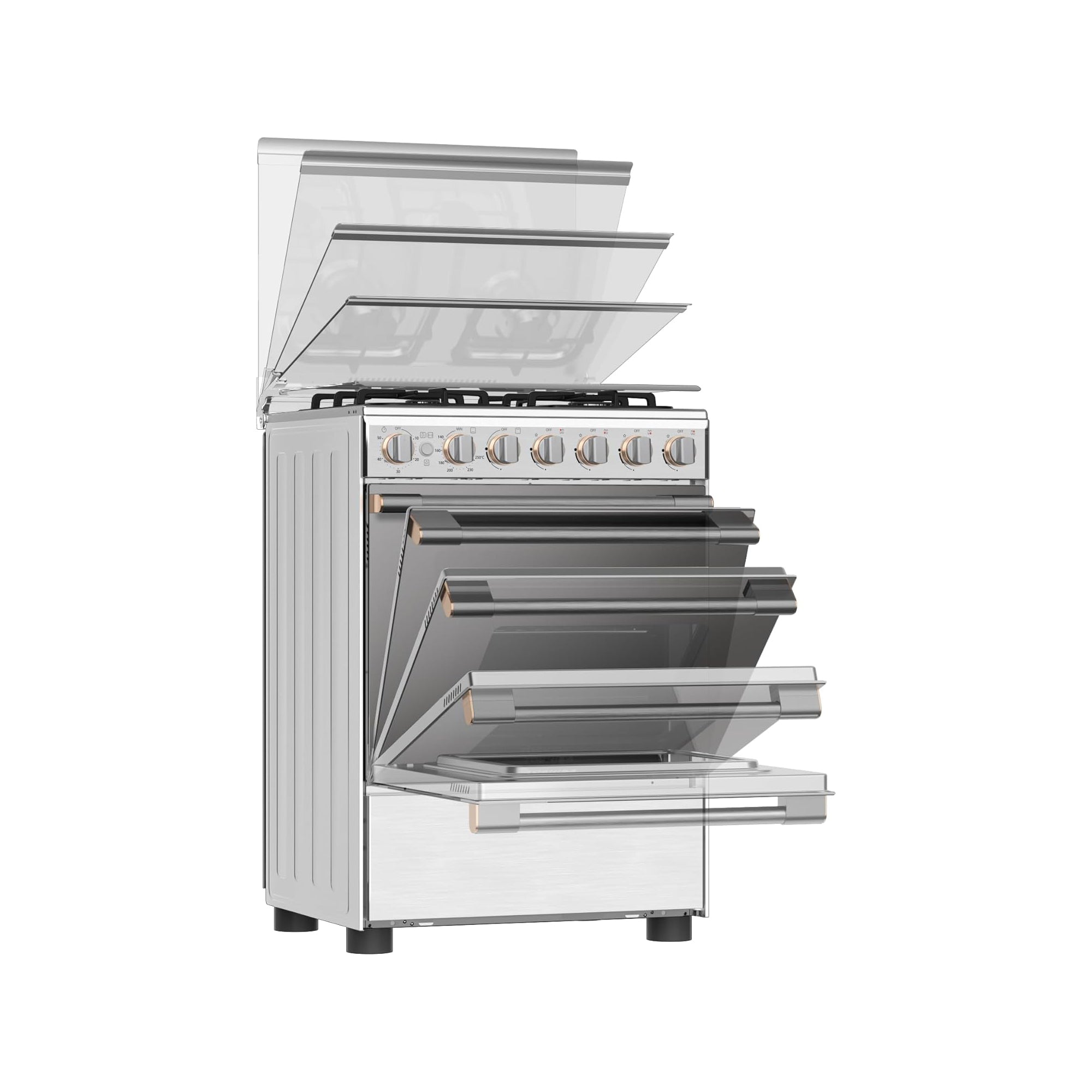 Toshiba Freestanding Gas Cooker 60x60cm 4 Burners Auto Ignition RB2-60G4GE (Stainless Steel)