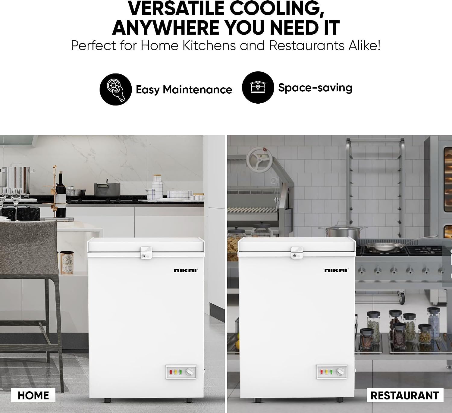 Nikai 150L Gross/100L Net, Single Door Chest Freezer with Storage Basket, High Energy Efficiency Cooling System, Adjustable Temperature, Silent Operation, Ideal for Home & Restaurants - NCF150N7 White