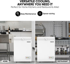 Nikai 150L Gross/100L Net, Single Door Chest Freezer with Storage Basket, High Energy Efficiency Cooling System, Adjustable Temperature, Silent Operation, Ideal for Home & Restaurants - NCF150N7 White
