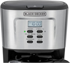 BLACK+DECKER 12-Cup Coffee Maker, 900W Programmable Drip Coffee Machine, 1.5L Glass Carafe, 24-Hour Timer, Keep Warm Function, LCD Display, Auto Shut-Off, Boil Dry Protection, Black - DCM85-B5