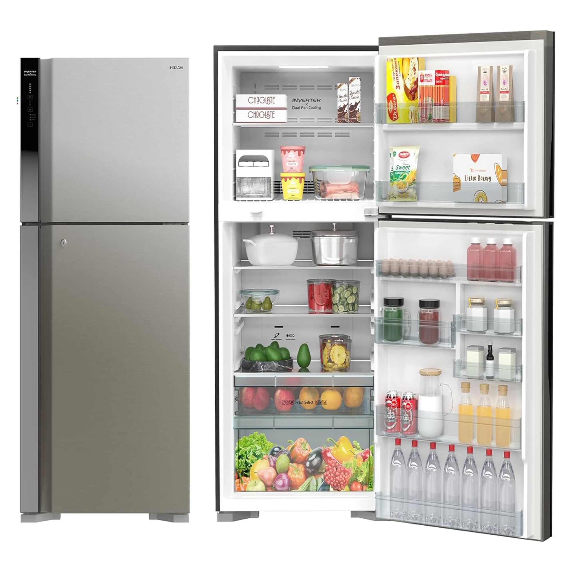 Hitachi Top mount Refrigerator 597 L Inverter Compressor R-V715PUK7K Silver