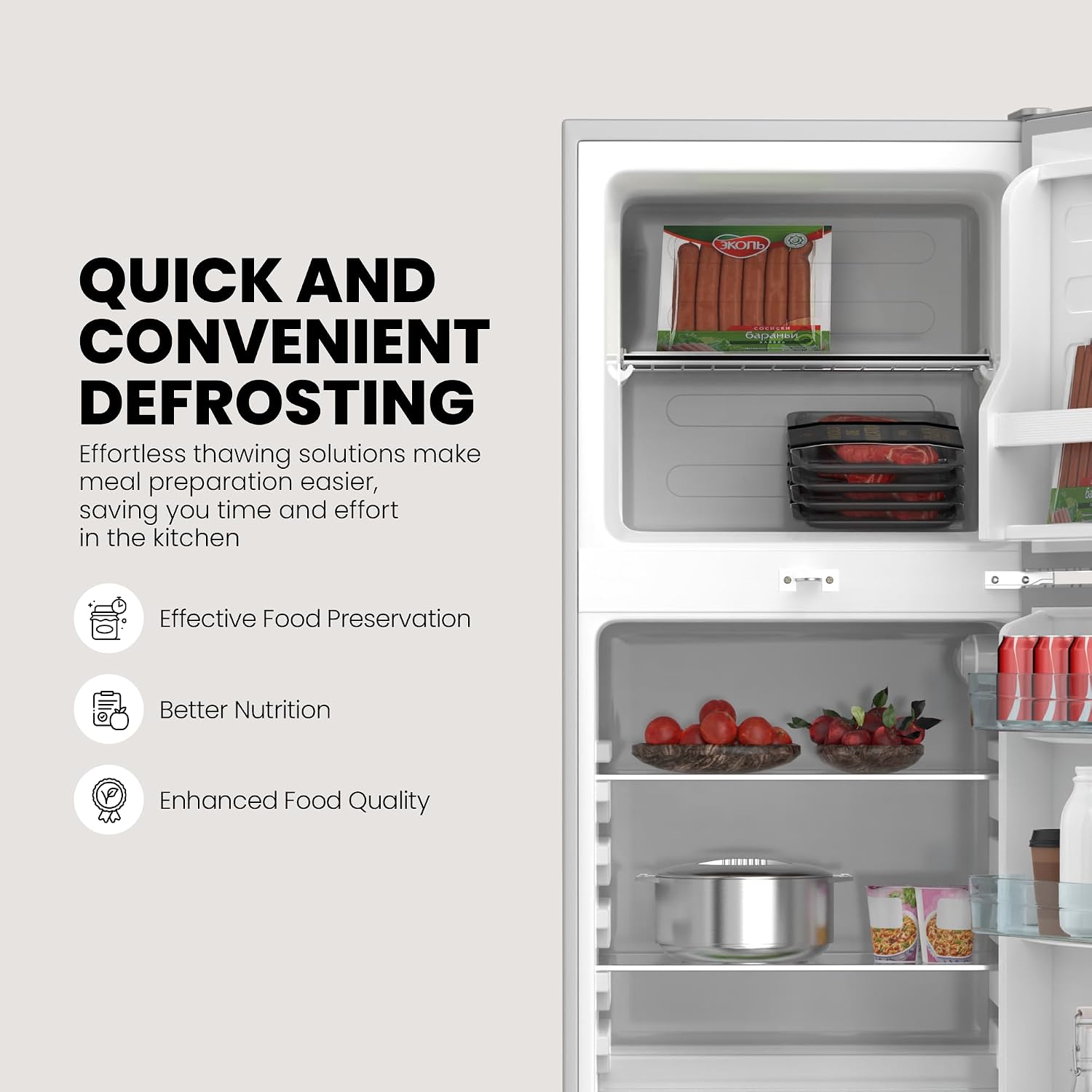 Nikai 200L Gross/127L Net, Double Door Refrigerator, Adjustable Glass Shelves, Defrosting, Temperature Control, Energy Saving R600A Gas, Silent Operation, For Home, Office & Hotels NRF200DN3M Silver