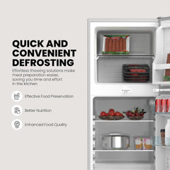 Nikai 200L Gross/127L Net, Double Door Refrigerator, Adjustable Glass Shelves, Defrosting, Temperature Control, Energy Saving R600A Gas, Silent Operation, For Home, Office & Hotels NRF200DN3M Silver