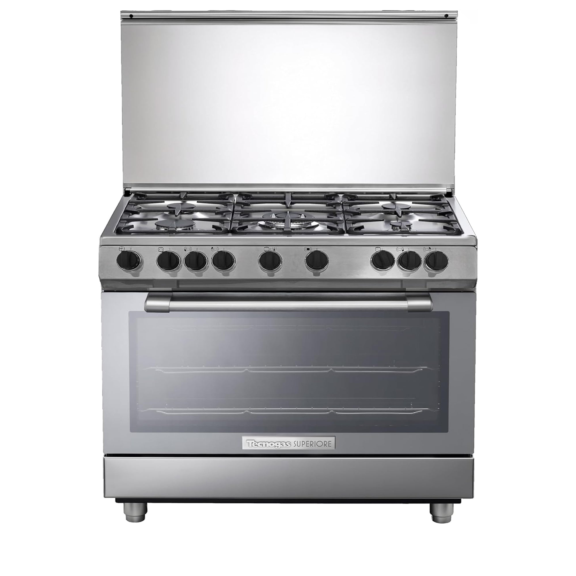 Tecnogas Superiore 90×60 cm Freestanding Gas Cooker with 5 Burners – 133L Convection Fan Oven Stainless Steel N3X96G5VCF