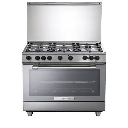 Tecnogas Superiore 90×60 cm Freestanding Gas Cooker with 5 Burners – 133L Convection Fan Oven Stainless Steel N3X96G5VCF
