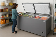 Nikai 700L Gross/600L Net Double Door Deep Freezer | Domestic & Commercial Chest Freezer for Restaurants & Retail Stores | Large-Capacity, Energy-Efficient | NCF700N7DDS | Silver