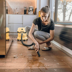 Karcher WD 2 Plus Wet and Dry Vacuum Cleaner with Blower Function, 1000W Power, 12L Impact-Resistant Container, 1.8m Suction Hose, for Home, Garage, Workshop & Car Cleaning, Yellow