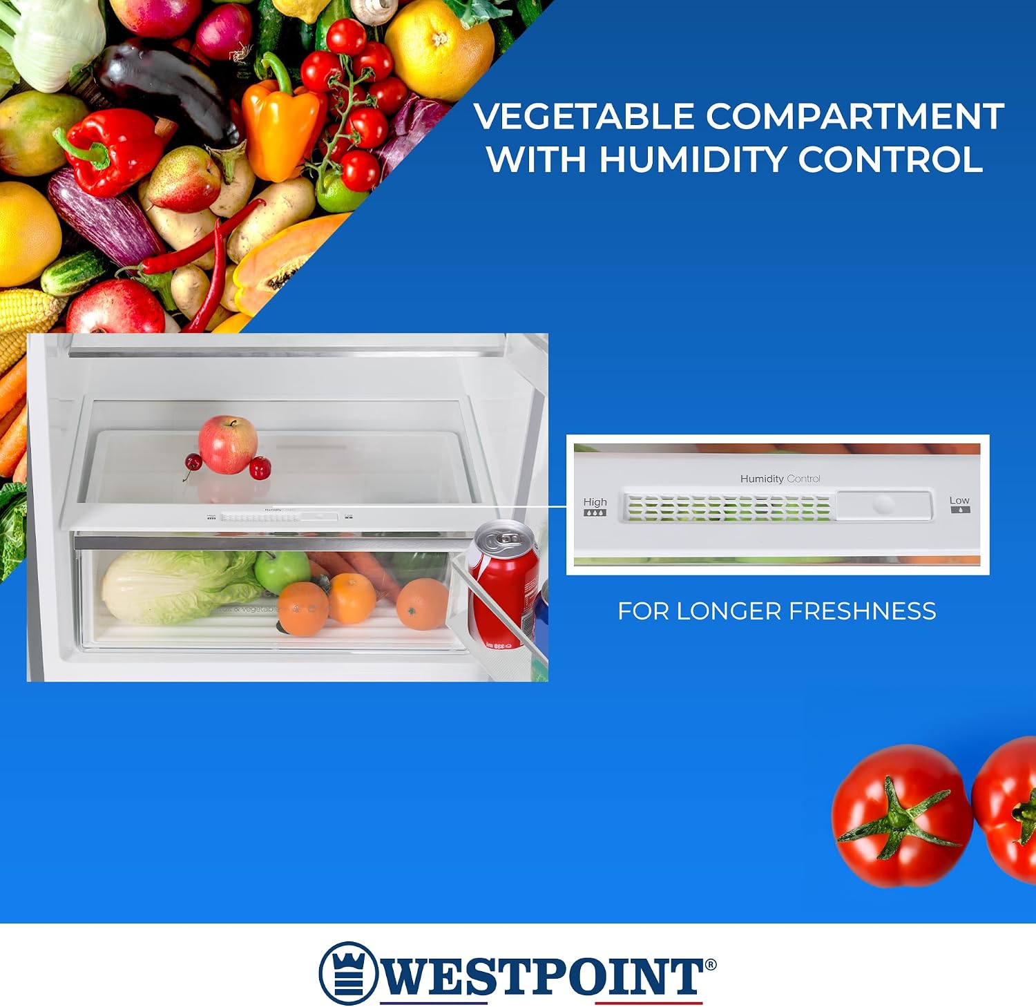 Westpoint 500 Liters Double Door Refrigerator,No-Frost, INVERTER COMPRESSOR, Vegetable Drawers, Fresh Zone Compartment, Twister for Ice Cubes, LOCK & KEY Silver WNN-5019EIV