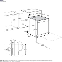 Electrolux 13 Place Settings Freestanding Dishwasher – 8 Programs Inverter Motor Satellite Clean ComfortLift ESC87300SX (Silver)