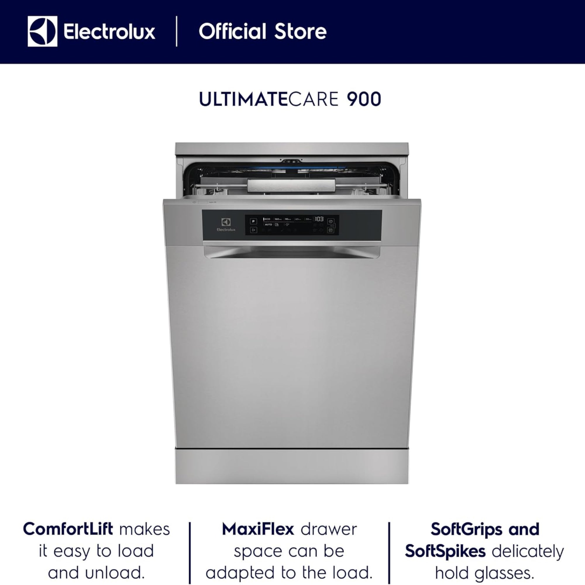 Electrolux 13 Place Settings Freestanding Dishwasher – 8 Programs Inverter Motor Satellite Clean ComfortLift ESC87300SX (Silver)