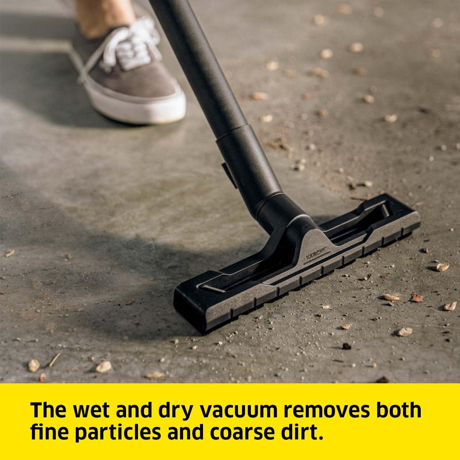 Karcher WD 2 Plus Wet and Dry Vacuum Cleaner with Blower Function, 1000W Power, 12L Impact-Resistant Container, 1.8m Suction Hose, for Home, Garage, Workshop & Car Cleaning, Yellow