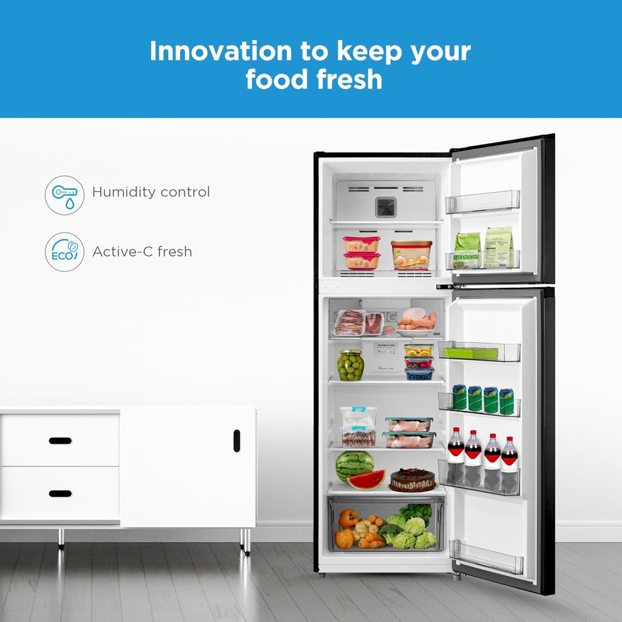 Midea 390 Liter Top Mount Refrigerator – No Frost Multi Air Flow Smart Sensor Electronic Control MDRT390MTE28
