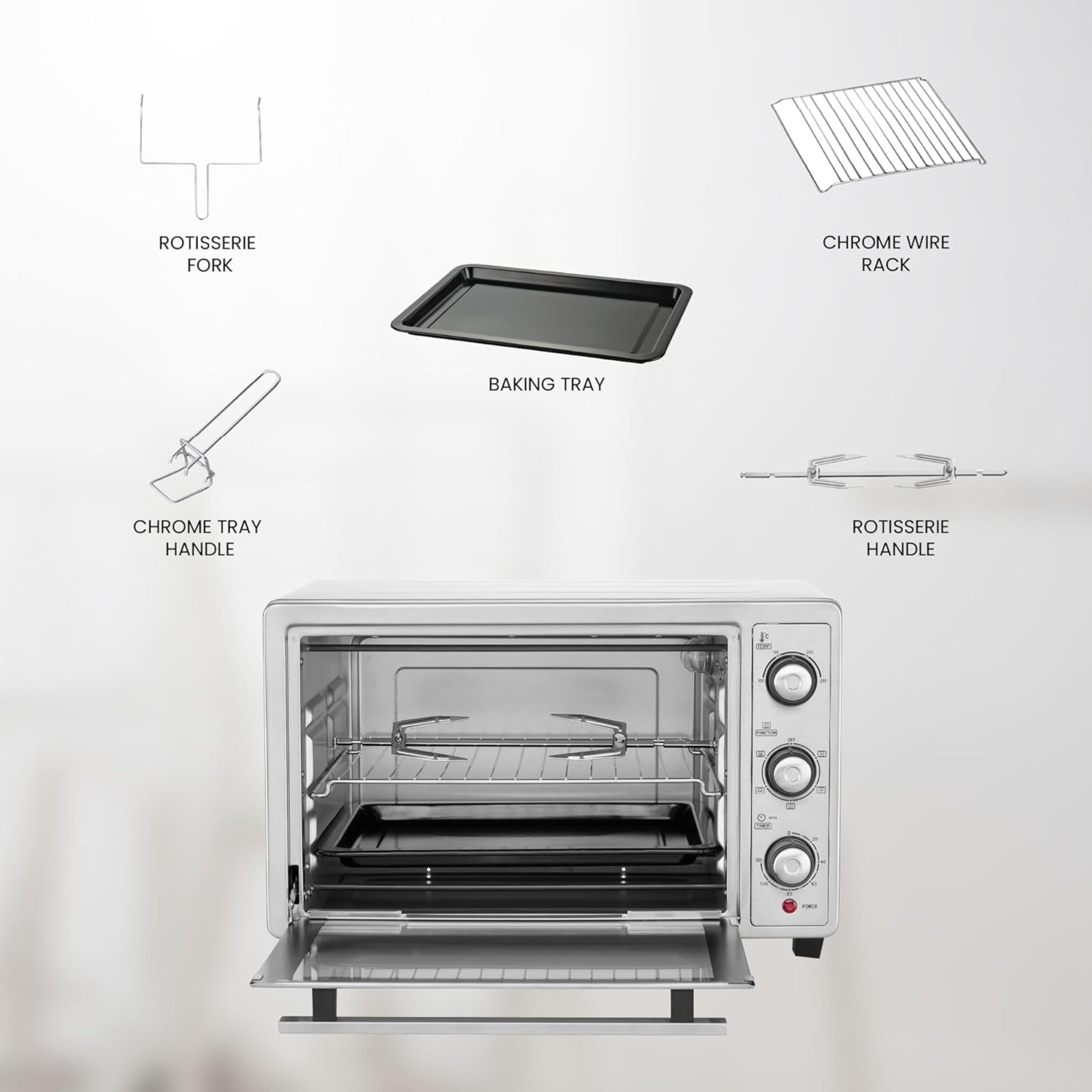 Star Track Electric Oven 35L Rotisserie Convection 120-Min Timer Temperature Control ST-35SSW-EO1500