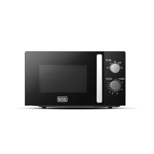 BLACK+DECKER 20 Liter Microwave Oven – 700W 5 Power Levels Defrost Function Chrome Knobs MZ2005P-B5
