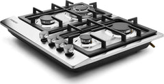 Nikai 4 Burner Gas Hob with Auto Ignition, Cast Iron Support, Full Safety Features, Straight Flame, Stainless Steel Body, Rapid Burner, Semi-Rapid Burner, Auxiliary Burner - NGH3005N