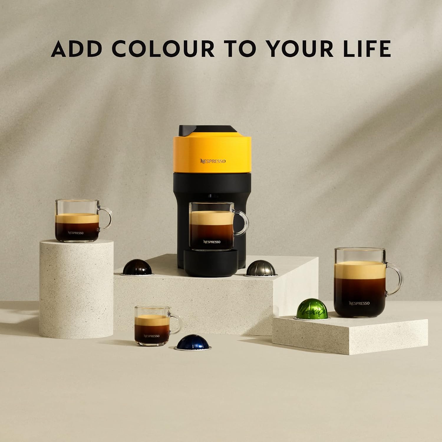 Nespresso Vertuo Pop Coffee Machine by Nespresso - Vibrant Mango Yellow Design, Automatic Capsule System, UAE Version