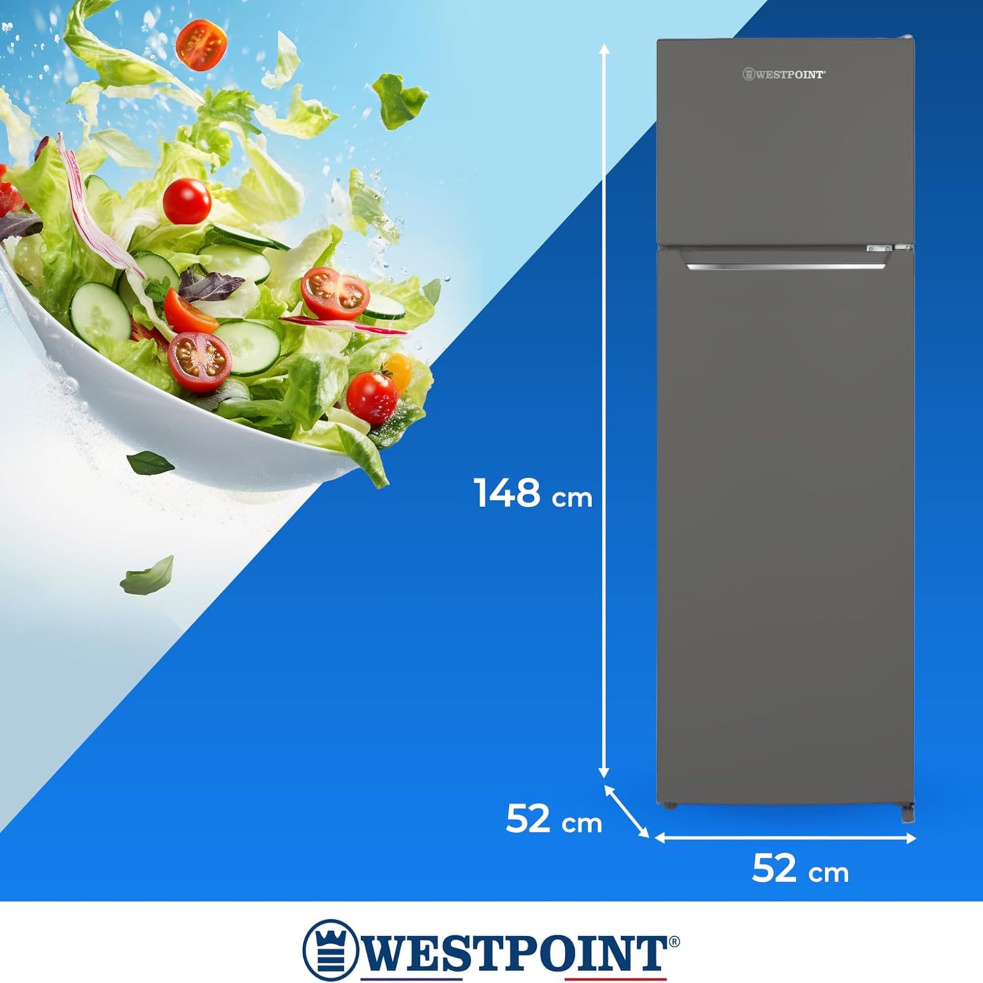 Westpoint 240L Double Door Top mount Refrigerator Freezer WRN-2423EI