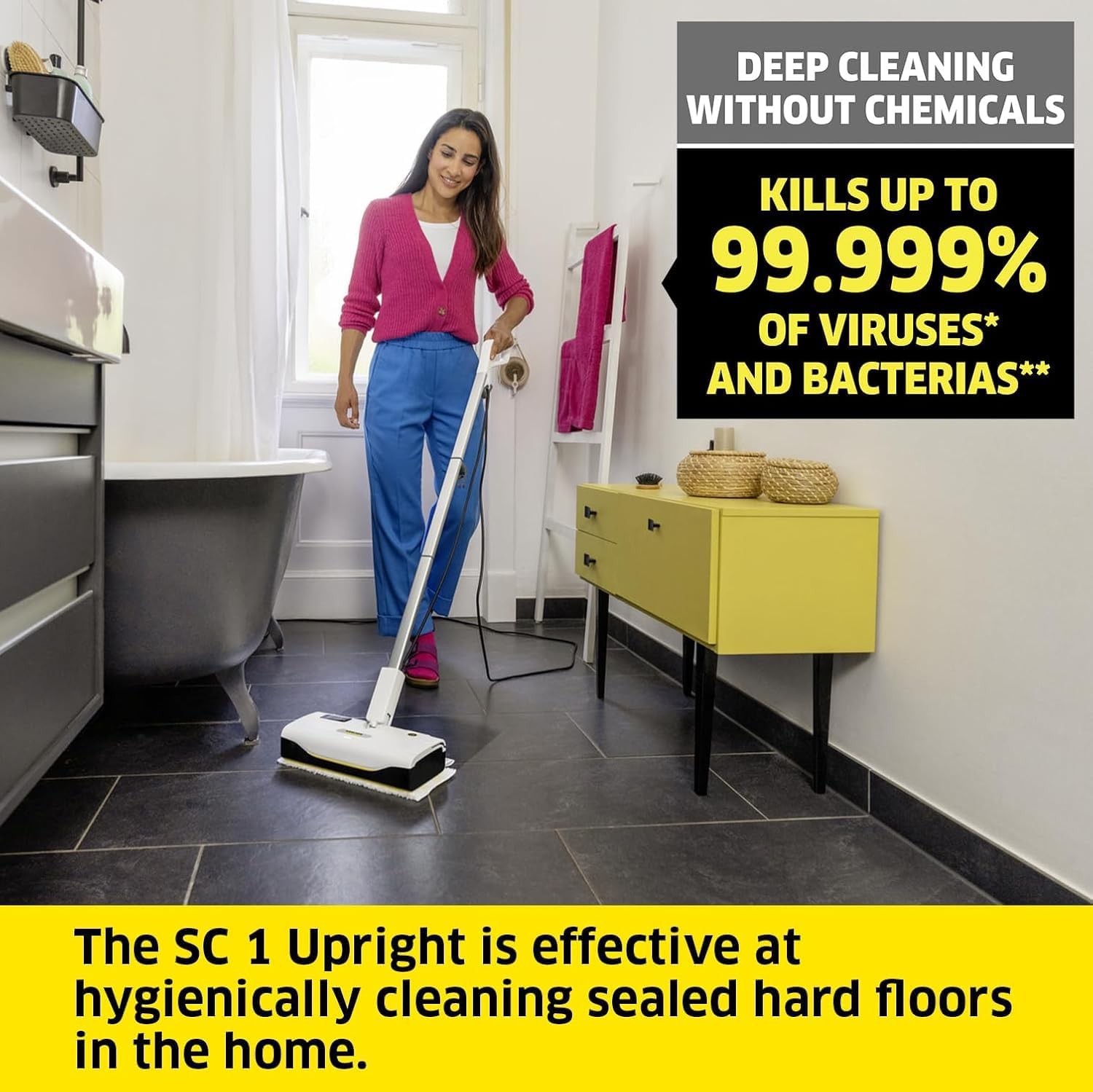 Karcher SC 1 Upright Steam Cleaner – Lightweight Handheld Steam Mop for Quick and Easy Floor and Surface Cleaning