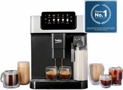 Beko Fully Automatic Coffee Machine with 19 Bar, 2L Water Capacity, 1350W, 12 Hot & Iced Beverages, Touch Display, 600ml Milk Container, Twin Shot, 13 Grinder Settings, Stainless Steel- CEG7304X