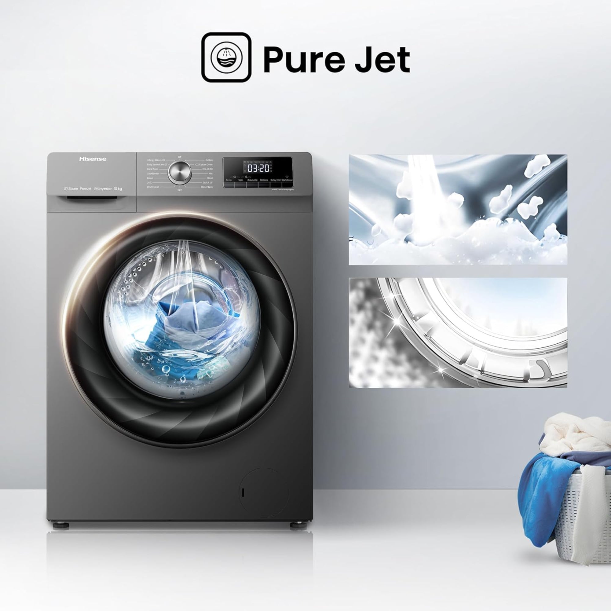 Hisense 10kg Front Load Washing Machine – Inverter Motor Steam Care Quick Wash WFQY1014EVJMT