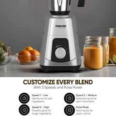 Nikai 3-in-1 Blender 900W 1.5L Stainless Steel Jars 3 Speeds Pulse Function NB984A