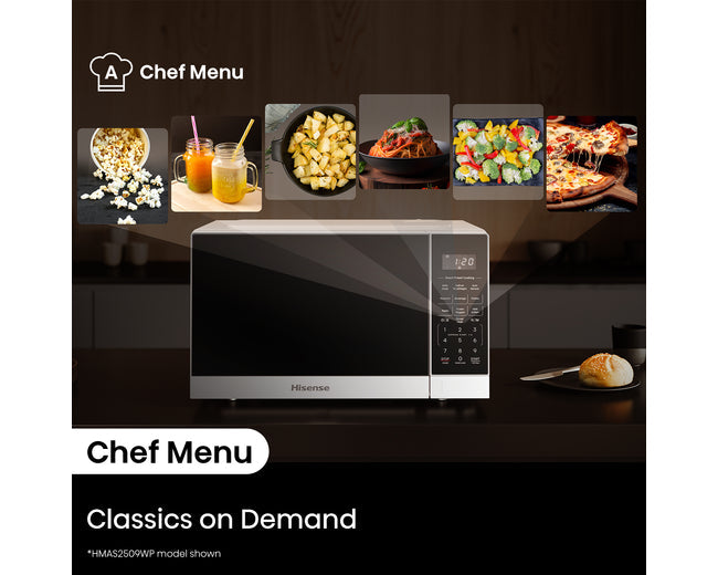 Hisense HMAS2509WP 25L Microwave Oven, 900W, Pearl White