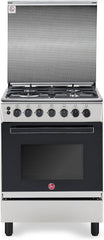 Hoover 60x60 Full Gas Cooker with 4 Gas Burners(1 Wok), Full Safety,Gas Oven & Grill, Auto Ignition, Cast Iron Support, Convection Fan, Oven Lamp, Double Glazed Door - SS HGC-G604G-RS
