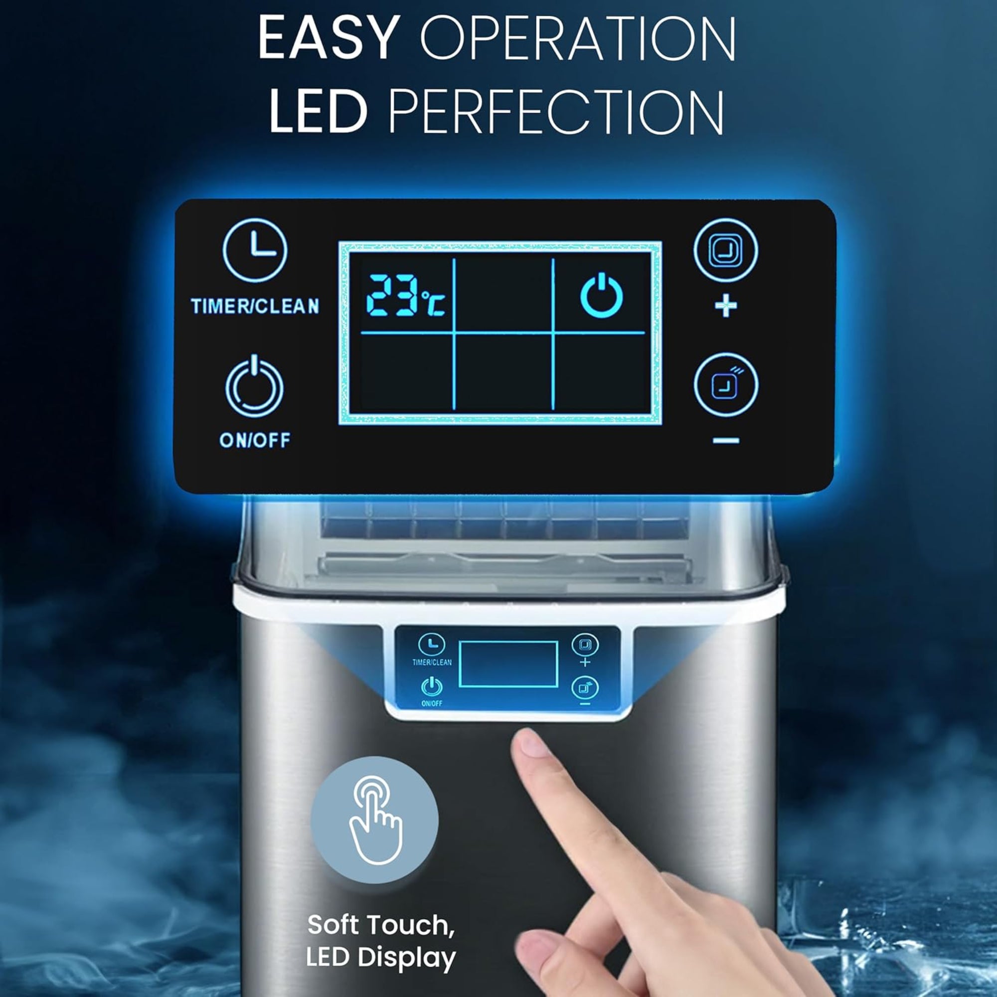 Nobel Ice Maker – 20/25kg Daily Capacity 3.2L Tank LED Display Infrared Sensor R290 Refrigerant NIM27