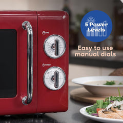 Russell Hobbs 17 Liter Retro Microwave Oven – 700W 5 Power Levels Defrost Function Manual Control RHRETMM705R