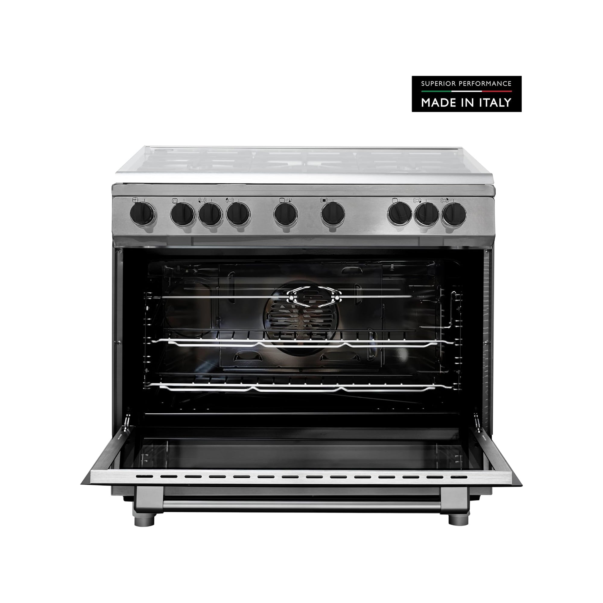 Tecnogas Superiore 90×60 cm Freestanding Gas Cooker with 5 Burners – 133L Convection Fan Oven Stainless Steel N3X96G5VCF
