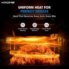 KROME Microwave Oven, 20L Capacity, 700W Output, 5 Power Levels, 35 Minute Timer, Cooking End Signal, Grey Painted Cavity, Black Color| KR-MW20MM