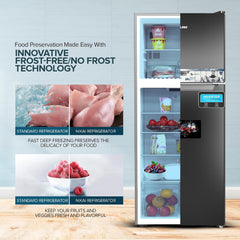 Nikai 700L Gross & 466L Net Double Door No Frost Top Mount Refrigerator, Digital Display, Silent & Energy Efficient, Inverter Compressor Big Fridge, Frost-Free, Best for Home & Kitchen - NRF701FSSINV