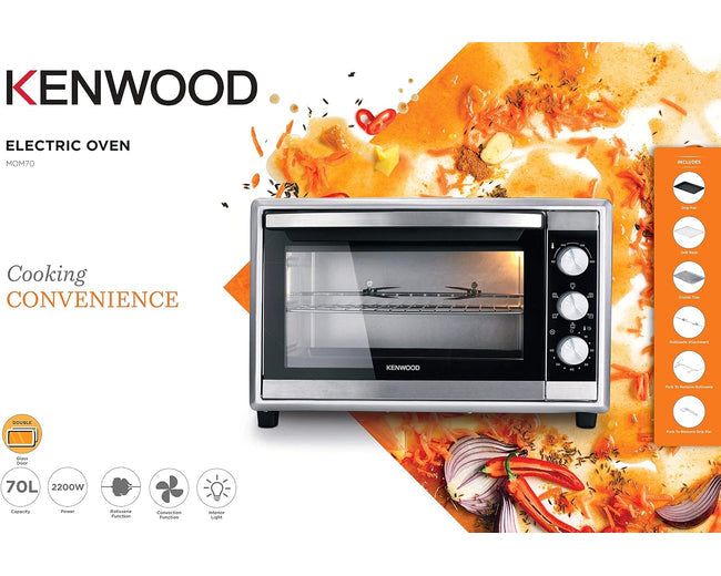 Kenwood MOM70 70L Toaster Oven, 2200W, Rotisserie & Convection, Silver