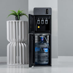 Geepas Water Dispenser – Hot Cold & Normal 3 Taps Fast Cooling Child Lock GWD17037 (Grey)
