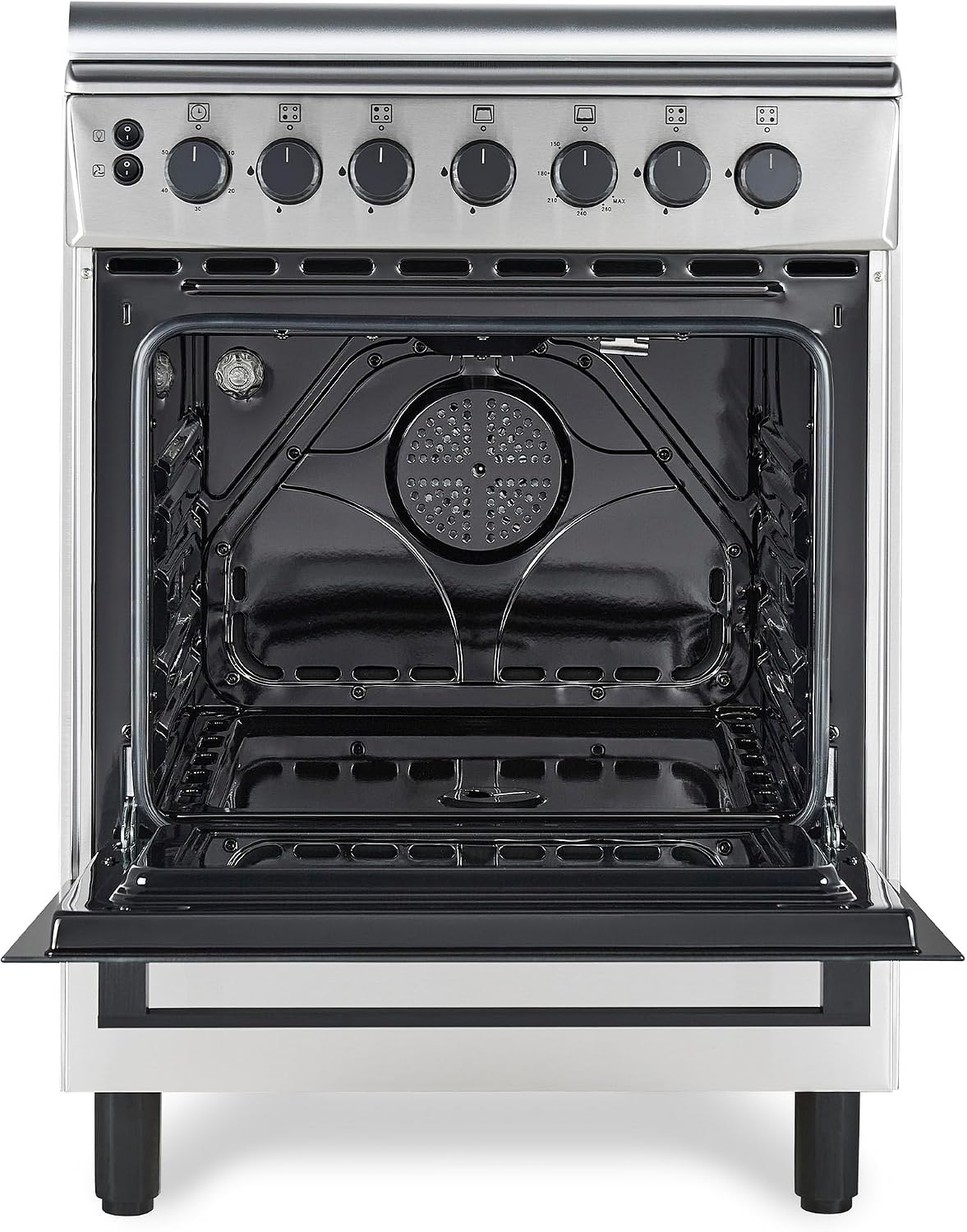 Hoover 60x60 Full Gas Cooker with 4 Gas Burners(1 Wok), Full Safety,Gas Oven & Grill, Auto Ignition, Cast Iron Support, Convection Fan, Oven Lamp, Double Glazed Door - SS HGC-G604G-RS