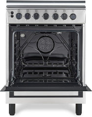 Hoover 60x60 Full Gas Cooker with 4 Gas Burners(1 Wok), Full Safety,Gas Oven & Grill, Auto Ignition, Cast Iron Support, Convection Fan, Oven Lamp, Double Glazed Door - SS HGC-G604G-RS