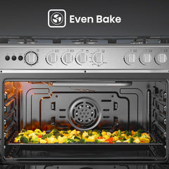 Hisense HFG90335RX 90 cm Freestanding Gas Cooker, 5 Gas Burners with Flame Failure Device, Cast Iron Pan Support, Auto Ignition, Stainless Steel