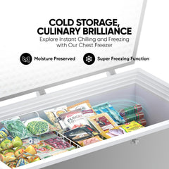 Nikai 340L Gross/300L Net, Single Door Chest Freezer with Storage Basket, High Energy Efficiency Cooling System, Adjustable Temperature, Silent Operation, For Home & Restaurants - NCF340N7S Silver