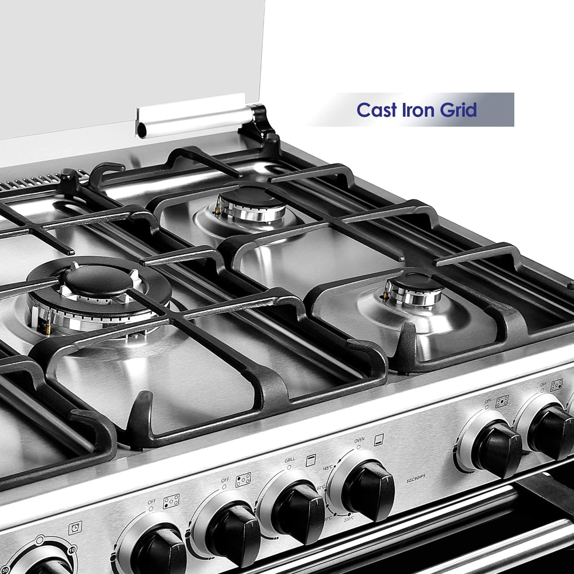Super General 90×60 cm Freestanding Gas Cooker with 5 Burners – Gas Oven Grill & Rotisserie SGC901FS