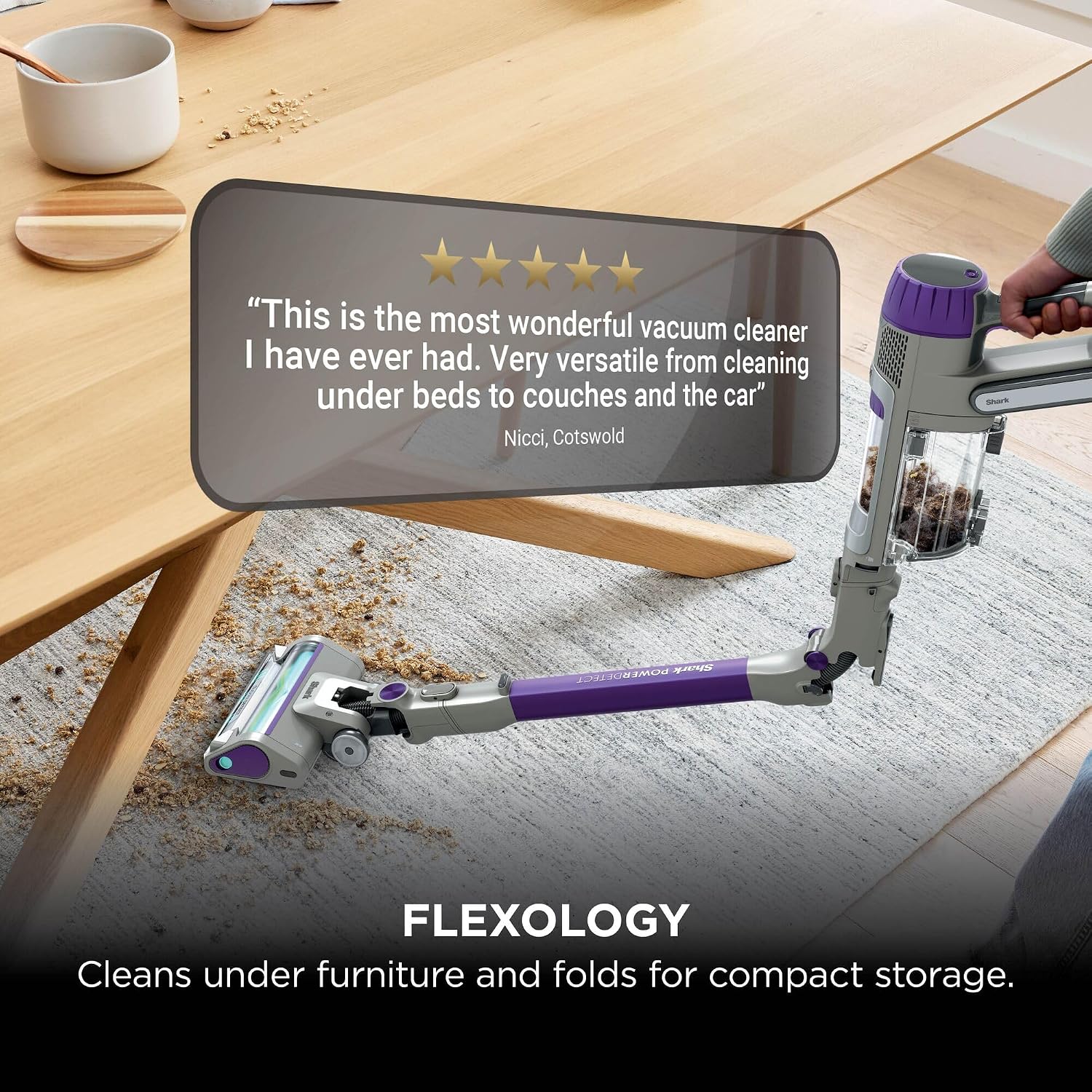 Shark PowerDetect Cordless Vacuum Cleaner, DuoClean Detect, Grey IP1251UKT | Reverse Clean, Anti Hair Wrap Plus, Lightweight, 70 Min Runtime, Pet, Crevice & Multi-Surface Tools, Flexible, Handheld Mode