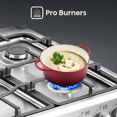 Hisense HFG90335RX 90 cm Freestanding Gas Cooker, 5 Gas Burners with Flame Failure Device, Cast Iron Pan Support, Auto Ignition, Stainless Steel