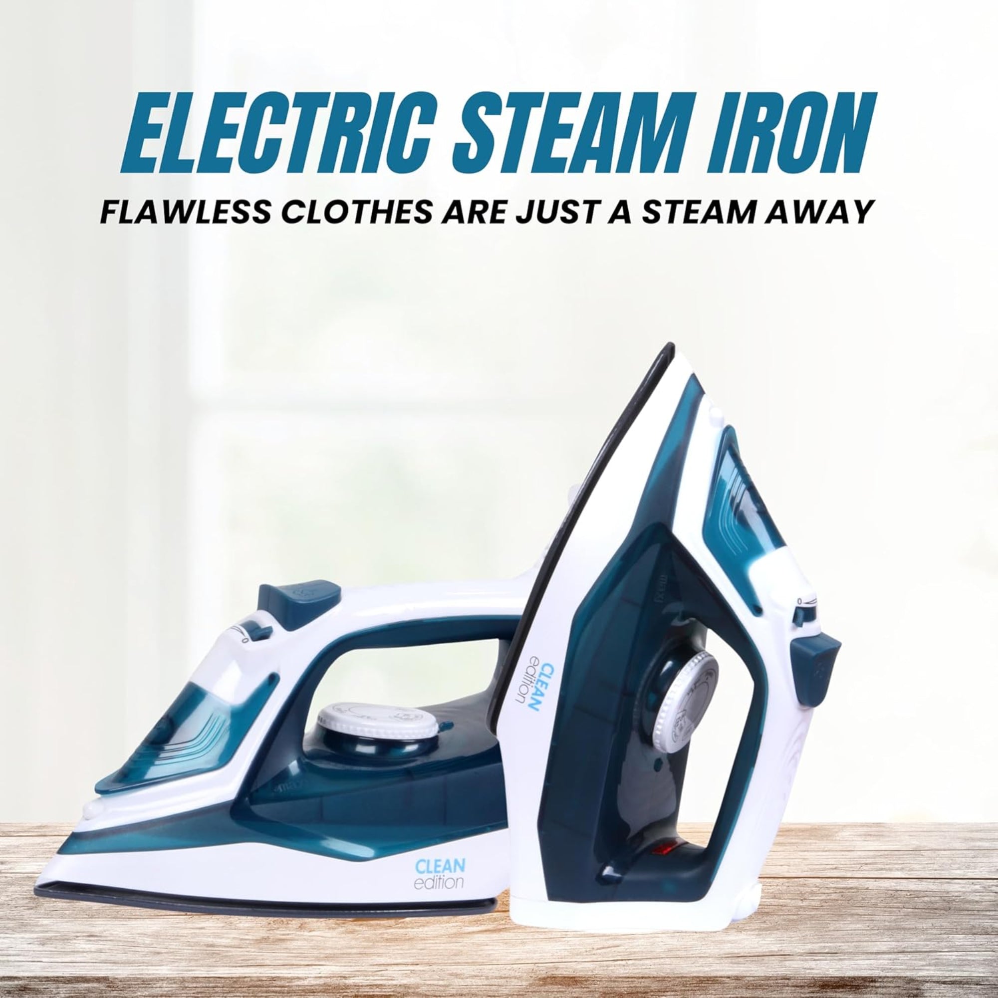 CLEAN Edition Steam Iron 2200W – Spray Function Ceramic Soleplate Adjustable Steam Self Clean