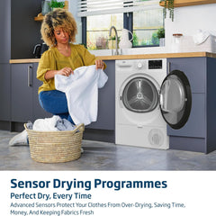 Beko Condenser Tumble Dryer 9 kg – AquaWave Sensor Drying & 15 Programmes DC9W