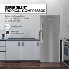 Nikai 450L Gross/311 Net, Double Door Refrigerator, with Vegetable Crisper & Adjustable Glass Shelves, Convenient Defrosting and Temperature Control, For Kitchen, Bedroom, Office & Hotels - NRF450DN5S