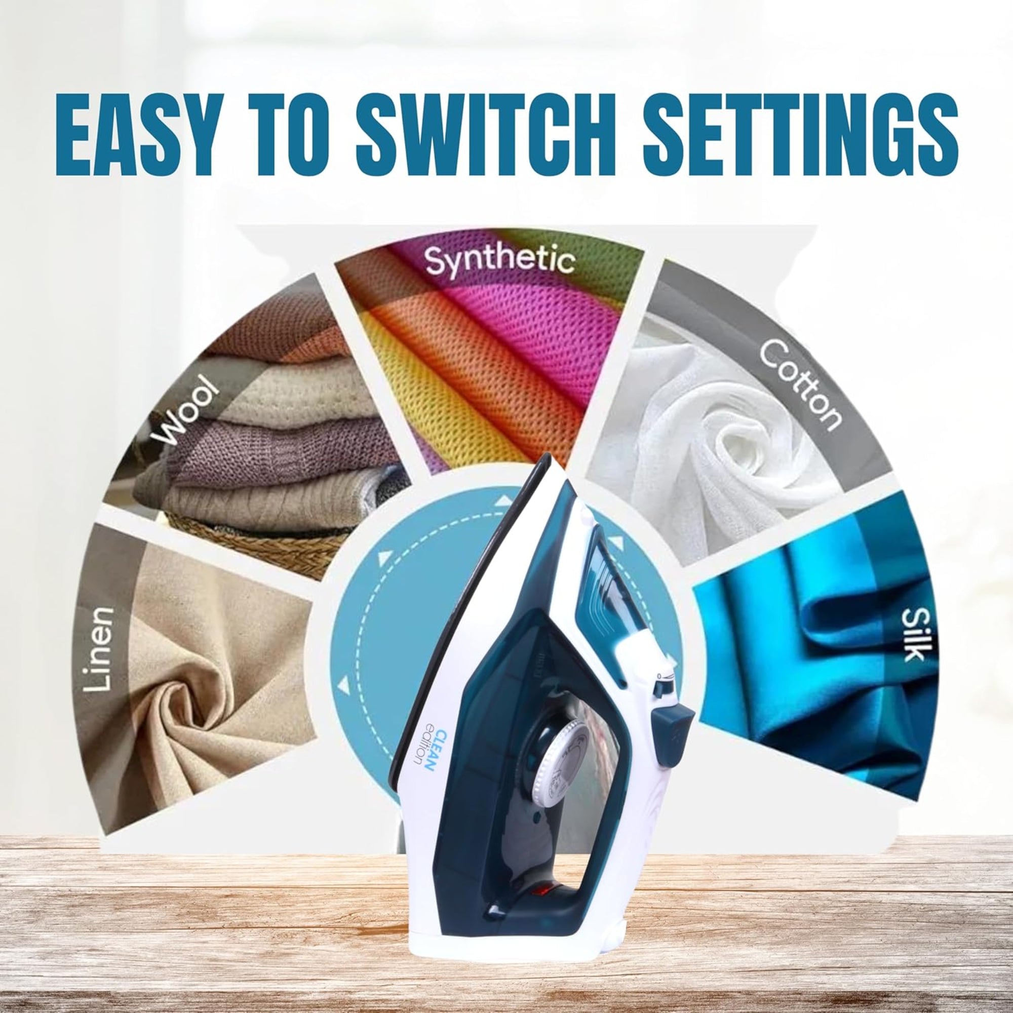 CLEAN Edition Steam Iron 2200W – Spray Function Ceramic Soleplate Adjustable Steam Self Clean