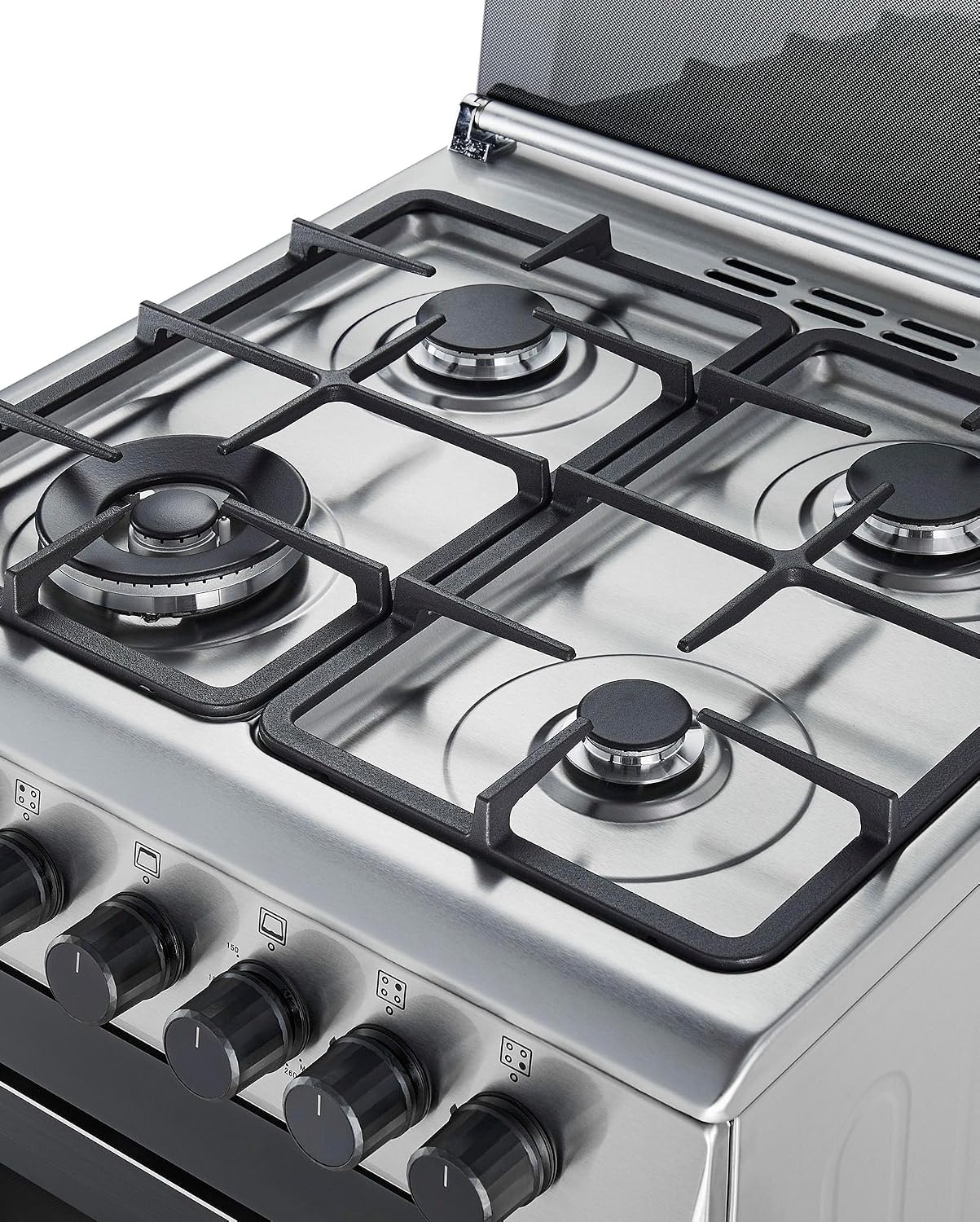 Hoover 60x60 Full Gas Cooker with 4 Gas Burners(1 Wok), Full Safety,Gas Oven & Grill, Auto Ignition, Cast Iron Support, Convection Fan, Oven Lamp, Double Glazed Door - SS HGC-G604G-RS